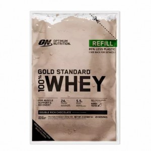 Optimum Nutrition GOLD STANDARD 100% WHEY™ Recyclable Refill Bag Double Rich Chocolate 2 lb (29 Servings) Norge | VCJUB7364