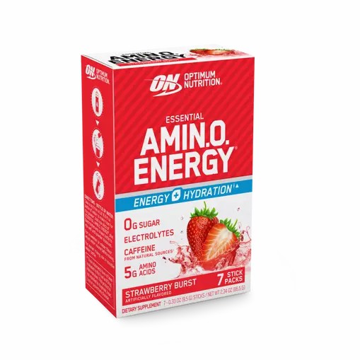 Optimum Nutrition Essential AMIN.O. ENERGY + Electrolytes Strawberry Burst 7 Stick Packs (7 Servings) Norge | AWVBQ6057