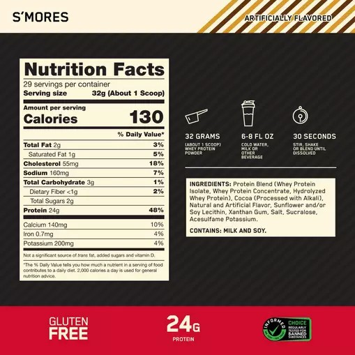 Optimum Nutrition GOLD STANDARD 100% WHEY™ *new* S'mores 2 lb (28 Servings) Norge | PMHCG8015