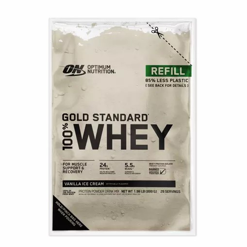 Optimum Nutrition GOLD STANDARD 100% WHEY™ Recyclable Refill Bag Vanilla Ice Cream 2 lb (29 Servings) Norge | EIWVY0391