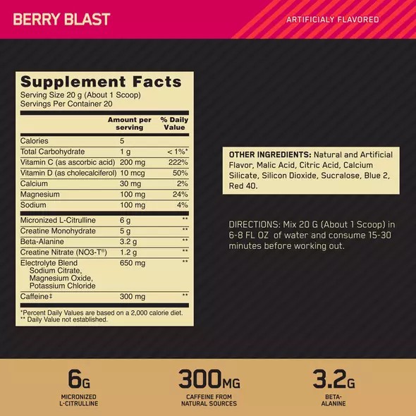 Optimum Nutrition GOLD STANDARD® Pre Advanced Berry Blast 0.88 lb (20 Servings) Norge | ZDUFW5346