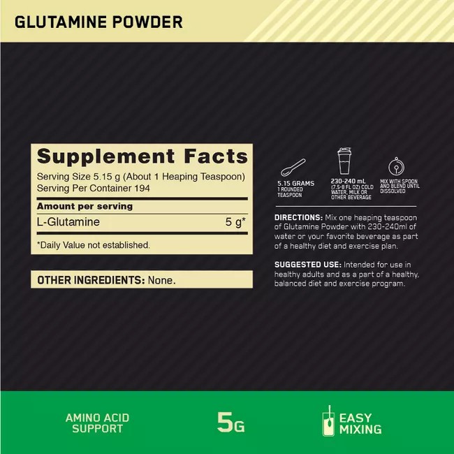 Optimum Nutrition Glutamine Powder Unflavoured 1kg Norge | FEDJY5671