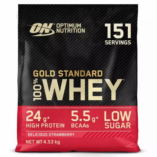 Optimum Nutrition Gold Standard 100% Whey Protein Powder Delicious Strawberry 4.53 kg (151 Servings) Norge | DJFMV7562