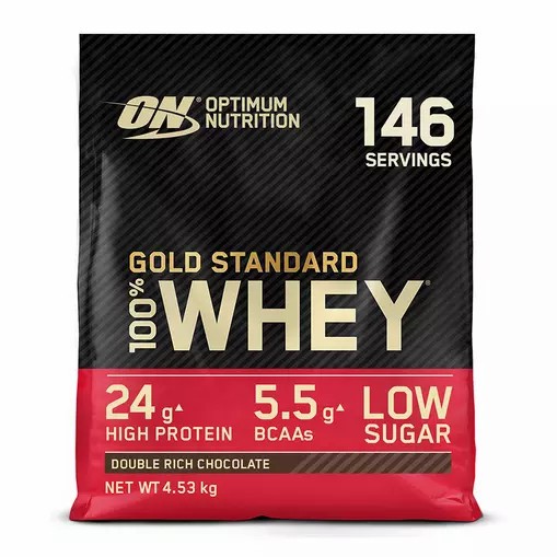 Optimum Nutrition Gold Standard 100% Whey Protein Powder Double Rich Chocolate 4.53 kg (146 Servings) Norge | LMKVF4573