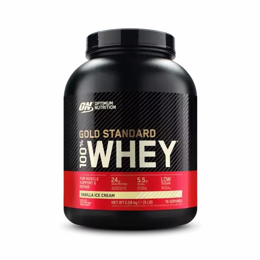 Optimum Nutrition Gold Standard 100% Whey Protein Powder Vanilla Ice Cream 2.28 kg (76 Servings) Norge | MWQKC3507