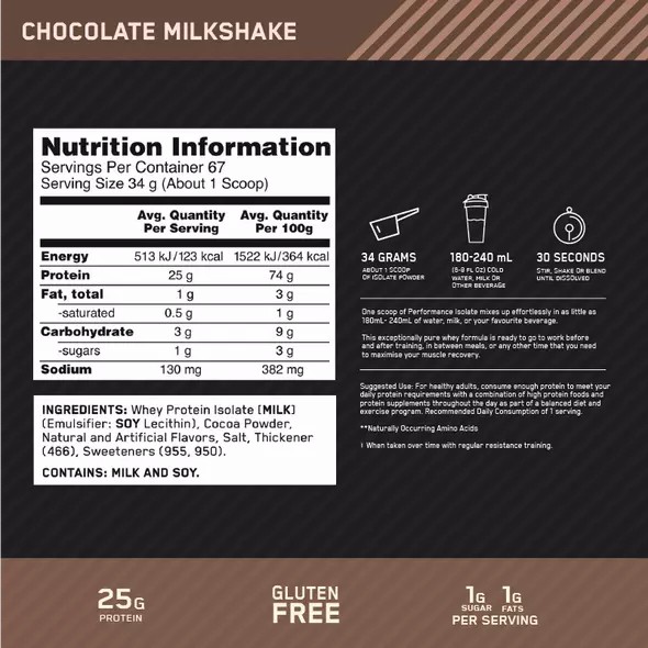 Optimum Nutrition Performance Isolate Chocolate 2.27kg Norge | OIATG0368