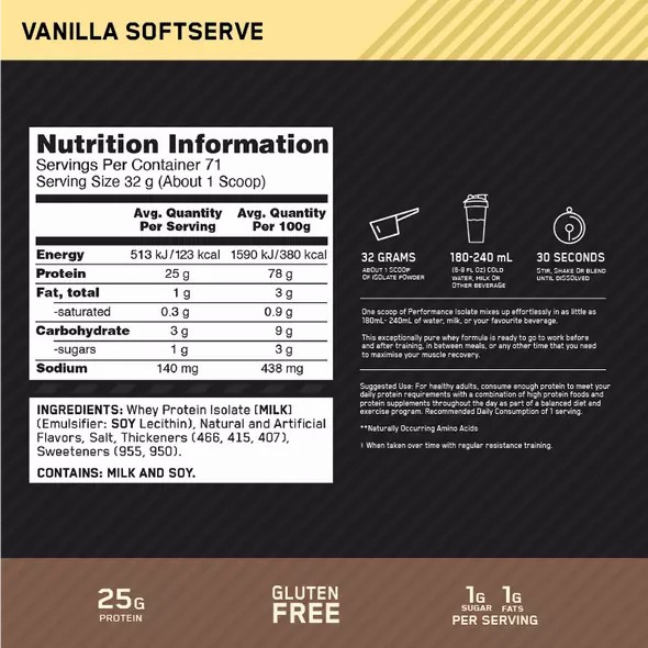 Optimum Nutrition Performance Isolate Vanilla 2.27kg Norge | IBUXR1674