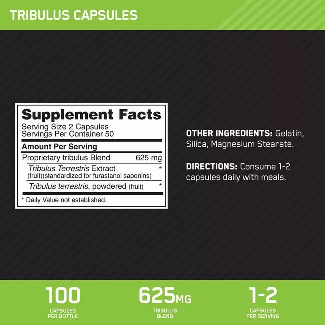 Optimum Nutrition Tribulus Caps 100 Capsules (50 Servings) Norge | USRHV7896